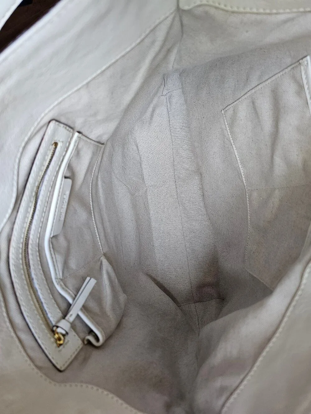 XL Michael Kors White Leather Hobo Studded Bag - Rare